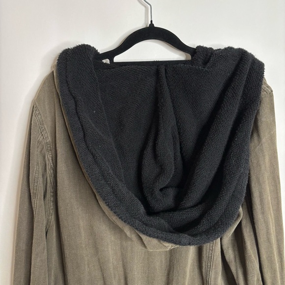 Free People Soft Peplum Hooded Military Army Green Cargo Jacket size Large - Picture 12 of 15